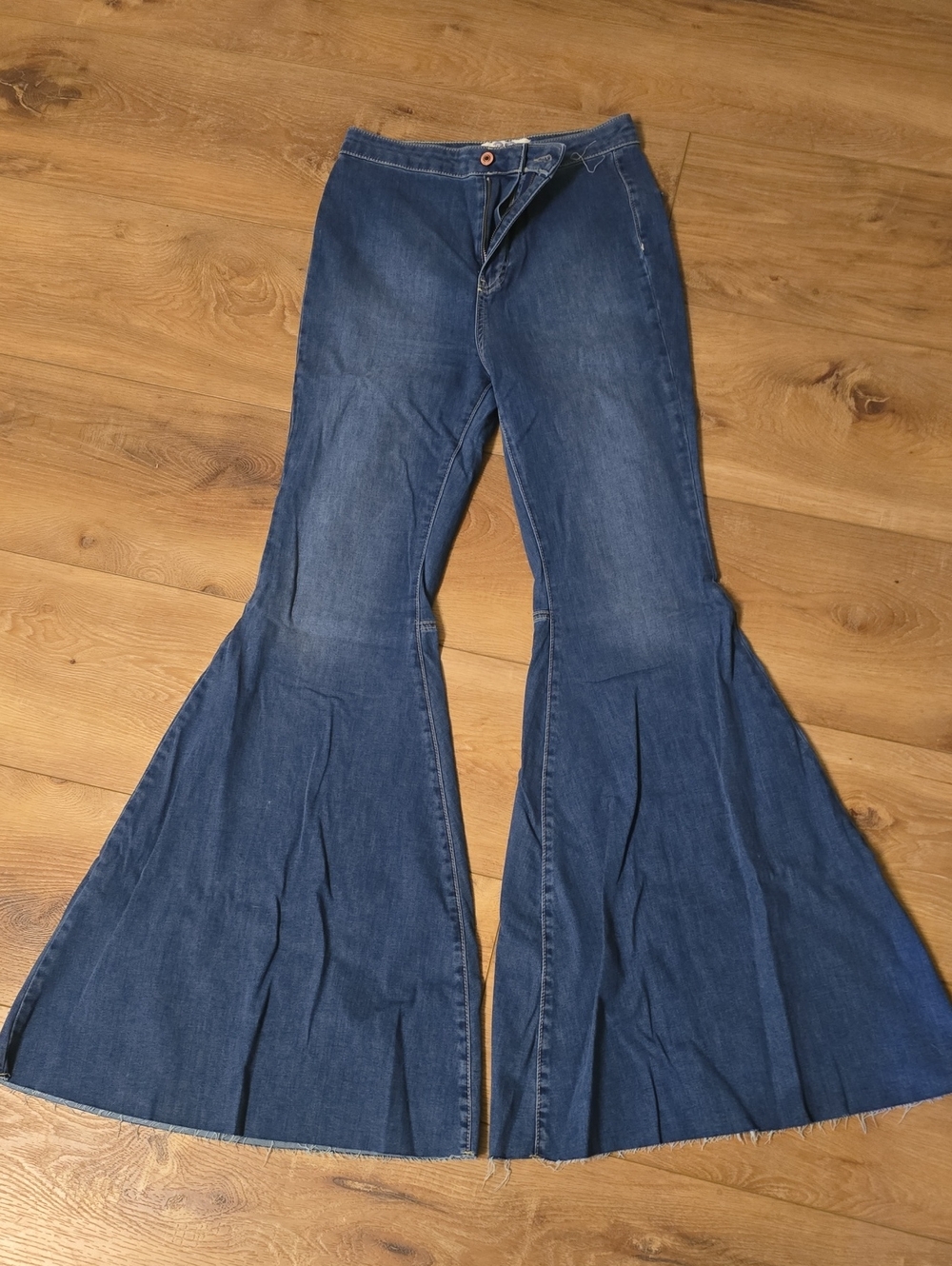 Free People Wide Leg Flare Jeans in Blue